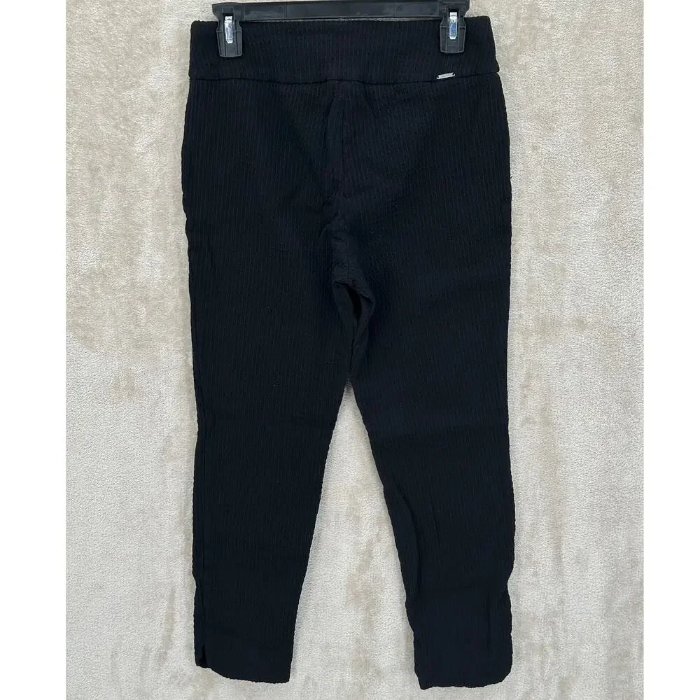 Up! Pants Womens 12 Black Slim Ankle Crop Stretch Textured Minimalist Capsule - Picture 2 of 8